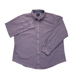 Mason James Shirt Mens XL Pink Blue Plaid Gingham Stretch Button Down Preppy
